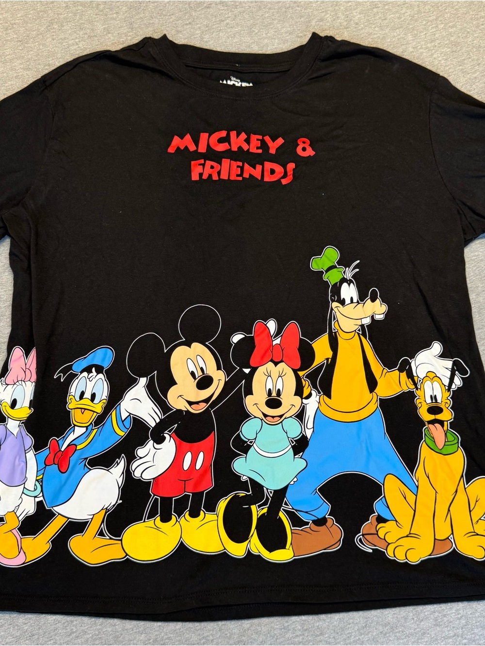 Disney Black Mickey & Friends Short Sleeve Tee with Multicolor Character Print
